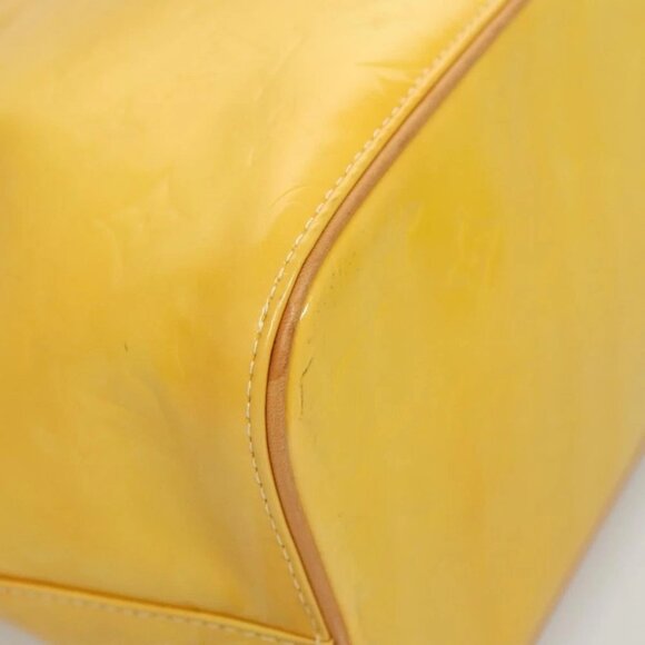 LOUIS VUITTON Monogram Vernis Houston Hand Bag Lime Yellow M91055 LV Auth - Picture 8 of 15